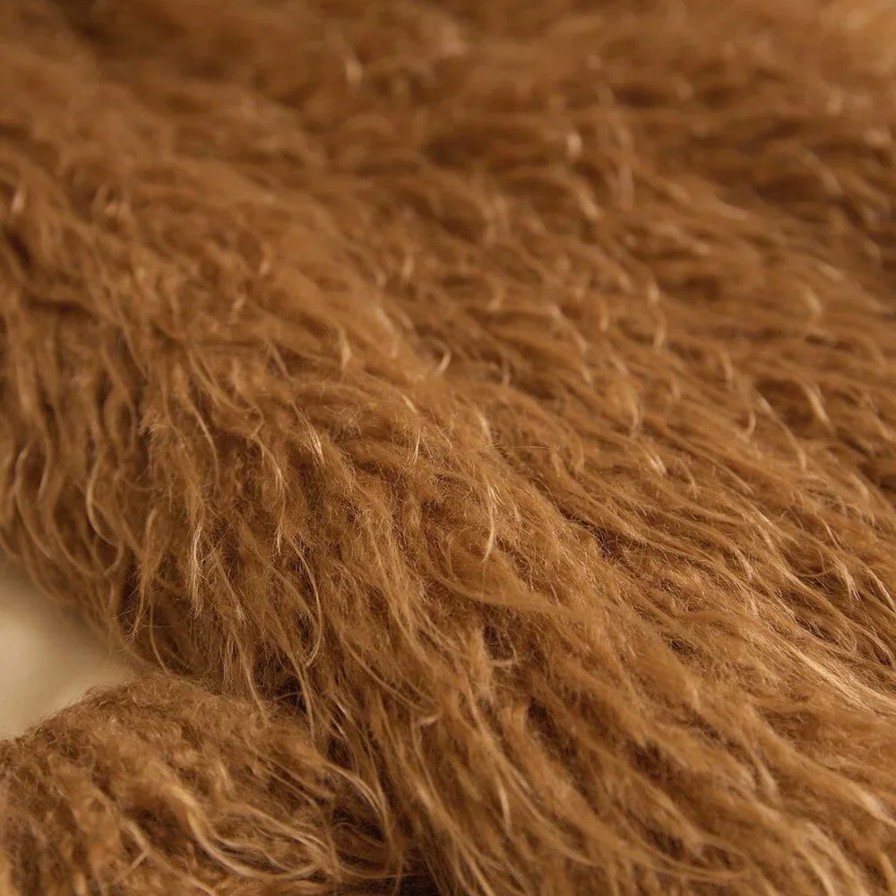 Brown Casual Women's Fluffy Long Faux Fur Coat - Picture 8 of 8